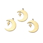 Placage ionique (ip) 316l pendentifs chirurgicaux en acier inoxydable, lune avec breloque étoile