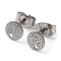 201 Stainless Steel Flat Round Stud Earring Findings, with 304 Stainless Steel Pins