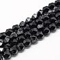 Natural Black Onyx Beads Strands, Star Cut Round Beads, Faceted