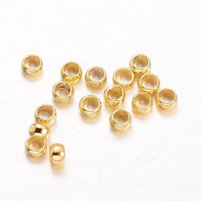 Laiton rondelle perles à écraser, 2.5x1.5mm, trou: 1 mm, environ 10000 pcs / 200 g