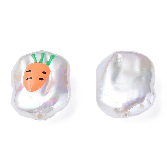 Perles de nacre en plastique ABS, avec l'émail, ovale avec carotte