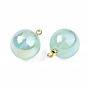 ABS Plastic Imitation Pearl Pendants, with Brass Findings, AB Color Plated, Round