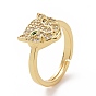 Bagues réglables léopard avec zircons cubiques, bijoux en laiton pour femmes