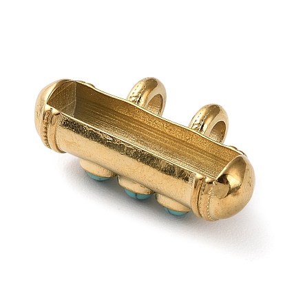 Pendentifs en perles de pierres précieuses de style bohème, breloques colonne avec apprêts en plaqué or 3 en acier inoxydable