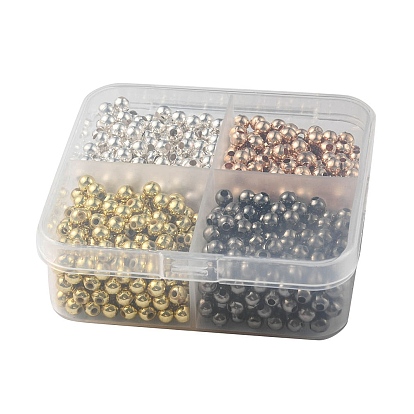 1000Pcs 4 Style Iron & ABS Plastic Spacer Beads, Round