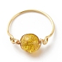 Bague ronde tressée en pierres naturelles, bijoux en fil de cuivre pour femmes, or