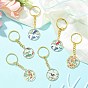 Porte-clés pendentifs en alliage d'émail, avec porte-clés fendus, plat rond avec poisson/phénix/fleur