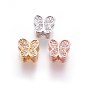 Brass Micro Pave Cubic Zirconia Slide Charms, Butterfly