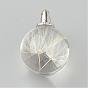 Round Alloy Glass Pendants, Cadmium Free & Lead Free, with Dried Dandelion Inside, For Dandelion Wish Necklaces Making