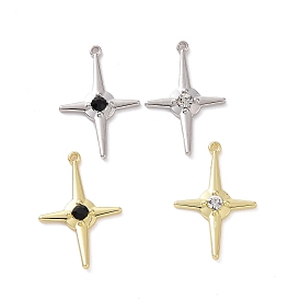 Rack Plating Alloy Glass Pendants, Cadmium Free & Lead Free & Nickle Free, Faceted, Star Charms