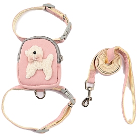 Adjustable Nylon Dog Harness & Leash, Non-Stretch Puppy Harness Backpacks, Sheep Pattern