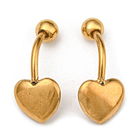 Placage ionique (ip) 304 bijoux de corps en acier inoxydable, anneaux de ventre / boucles d'oreilles, cœur, pour femme