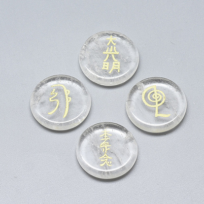 Gemstone Cabochons, Flat Round with Buddhist Theme Pattern