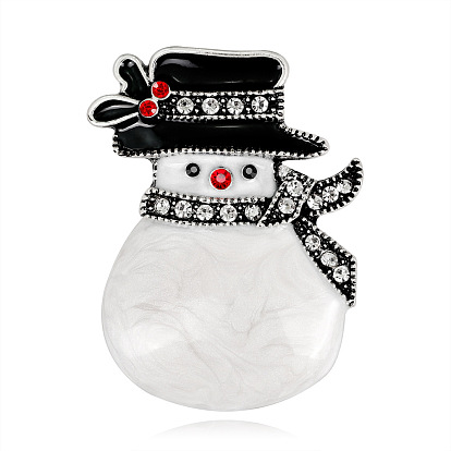 Рождественский снеговик с эмалевой булавкой со стразами, брошь из сплава для рюкзака