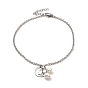 Ccb perle & 304 bracelet de cheville à breloques en acier inoxydable pour femme