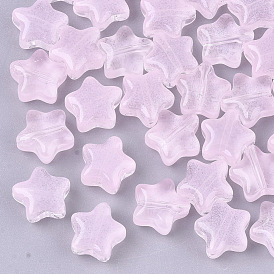 Transparent Spray Painted Glass Beads, Star, Imitation Jelly