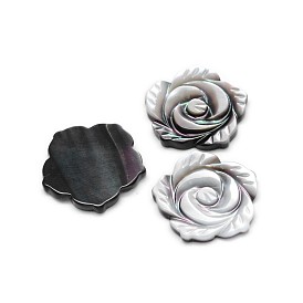 Rose Black Lip Shell Cabochons, 17x2mm