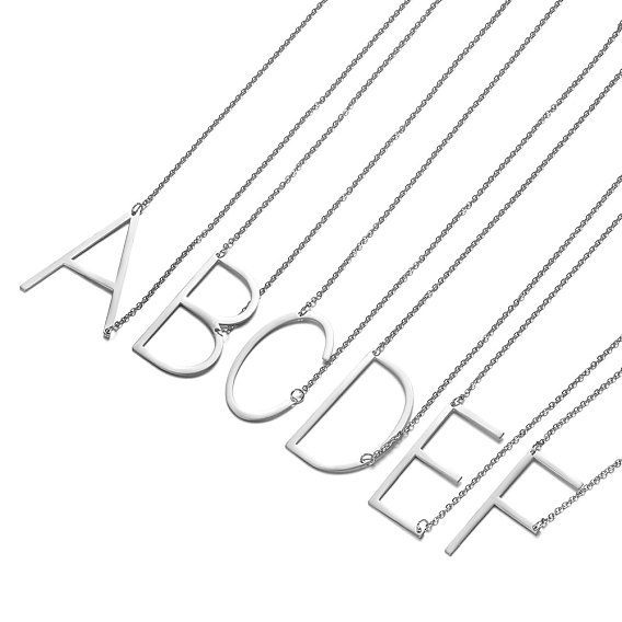 201 colliers pendentifs initiaux en acier inoxydable, avec des chaînes câblées, lettre