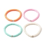 4Pcs 4 Colors Hanamade Polymer Clay Heishi Surfer Stretch Bracelets Set, Preppy Bracelets for Women