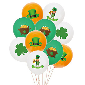 10Pcs Clover Pattern Rubber Inflatable Balloon, for Saint Patrick's Day Party Festival Home Decorations