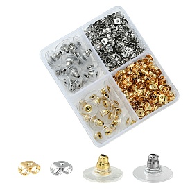 304 Stainless Steel Friction Ear Nuts & Bullet Clutch Earring Backs Sets, Ear Locking Earring Backs for Post Stud Earrings