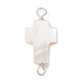 Natural Freshwater Shell Connector Charms, Cross Links