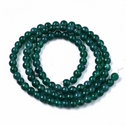 Vert naturel onyx agate perles brins, teint, ronde