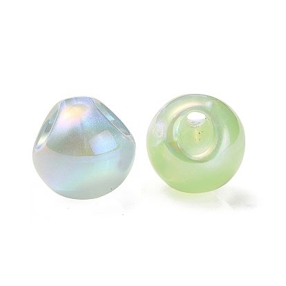 Placage uv perles acryliques irisées arc-en-ciel, avec de la poudre de paillettes, ronde