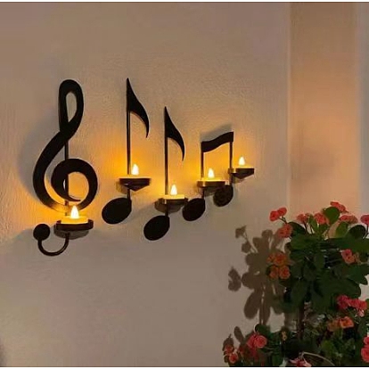 Iron Art Wall Mounted Candle Holders, Musical Note Candlesticks