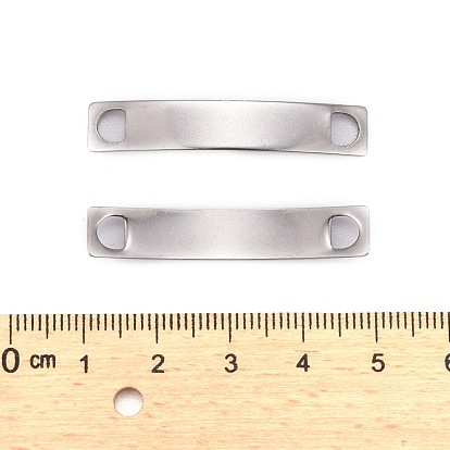 Rectangle 304 Stainless Steel Links Connectors, 38.5x7x1mm, Hole: 4x4mm