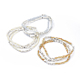 Electroplate Glass Beads  Stretch Bracelet Sets, 3strand/set, with Cube Brass Beads