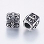 304 Stainless Steel Beads, Cube with Fleur De Lis