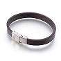 Microfiber Leather Cord Bracelets, with 304 Stainless Steel Watch Band Clasps