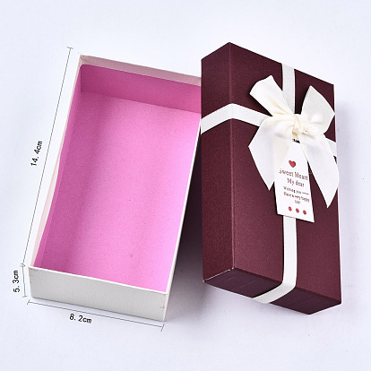 Cardboard Jewelry Boxes, for Jewelry Gift Packaging, Rectangle with Bowknot