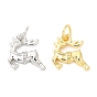 Christmas Rack Plating Brass Pendants, with Jump Ring, Lead Free & Cadmium Free, Long-Lasting Plated, Deer Charm