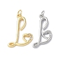 Eco-Friendly Rack Plating Brass Micro Pave Cubic Zirconia Pendants, Long-Lasting Plated, Lead Free & Cadmium Free, with Jump Ring, Capital Letter L with Heart Charm
