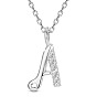 SHEGRACE 925 Sterling Silver Initial Pendant Necklaces, with Grade AAA Cubic Zirconia and Cable Chains, Platinum