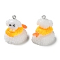 Opaque Resin Imitation Food Pendants, Dog Sushi Charms with Platinum Tone Iron Loops