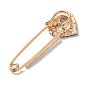 Zinc Alloy Brooch, with Resin Rhinestone, Light Gold, Heart/Square/Star