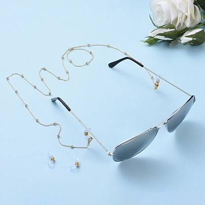 Brass Eyeglasses Chains, Neck Strap for Eyeglasses and Reading Glasses, with 304 Stainless Steel Lobster Claw Clasps and Rubber Loop Ends