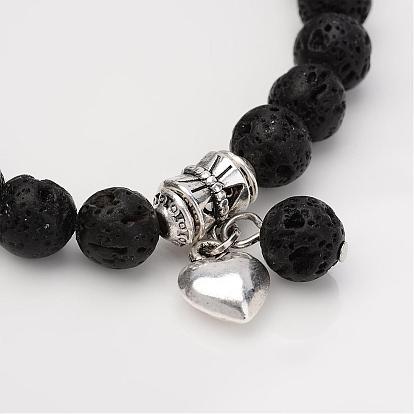 Bracelets de perles de pierres précieuses naturelles, avec les accessoires en alliage, 56mm