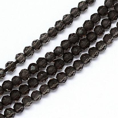 Natural Smoky Quartz Bead Strands, Faceted, Dyed, Round