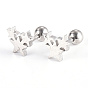 201 Stainless Steel Barbell Cartilage Earrings, Screw Back Earrings, Star