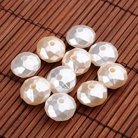 Faceted Rondelle Imitation Pearl Acrylic Beads, 13x8.5mm, Hole: 2mm, about 570pcs/500g