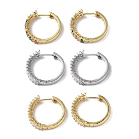 Cubic Zirconia Hoop Earrings, Brass Jewelry for Women