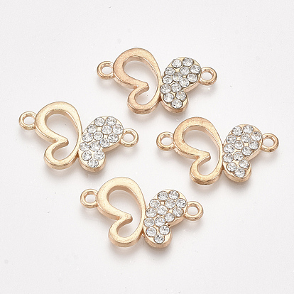 Alloy Links Connectors, with Rhinestone, Butterfly, Crystal