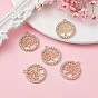 Alloy Crystal Rhinestone Pendants, Flat Round with Tree Charms, Nickel