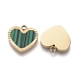 316 Surgical Stainless Steel Charms, with Acrylic, Stripe Heart, Golden