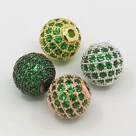 Латунные шарики циркония кубической, круглые, 8 мм, отверстие : 1.5 мм