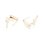 Ion Plating(IP) Brass Hoop Earring Findings with Latch Back Closure, for Half Drilled Beads, Rectangle